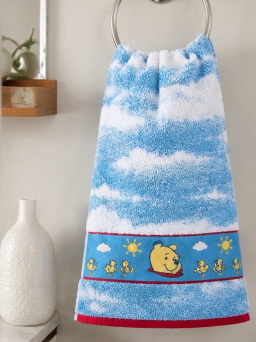 Winnie the Pooh 2 Piece Bath Set Bath Towel and Hand Towel Ducks Clouds